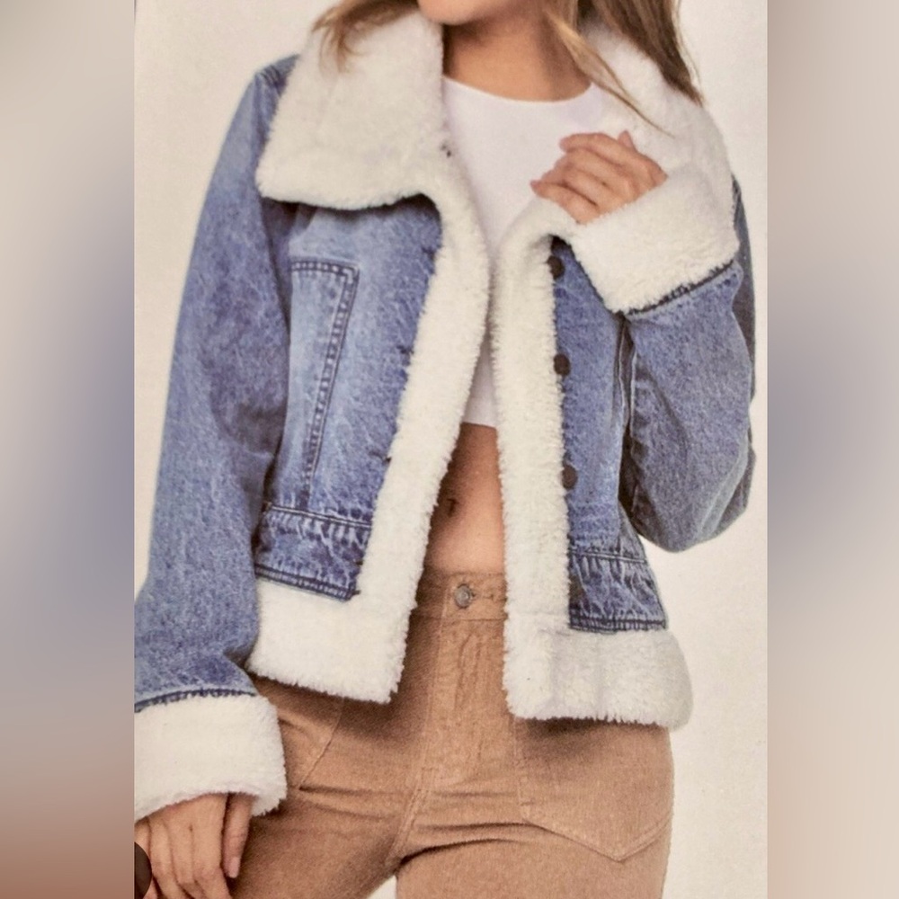 🔥Denim Faux Sherpa Shearling Jacket
